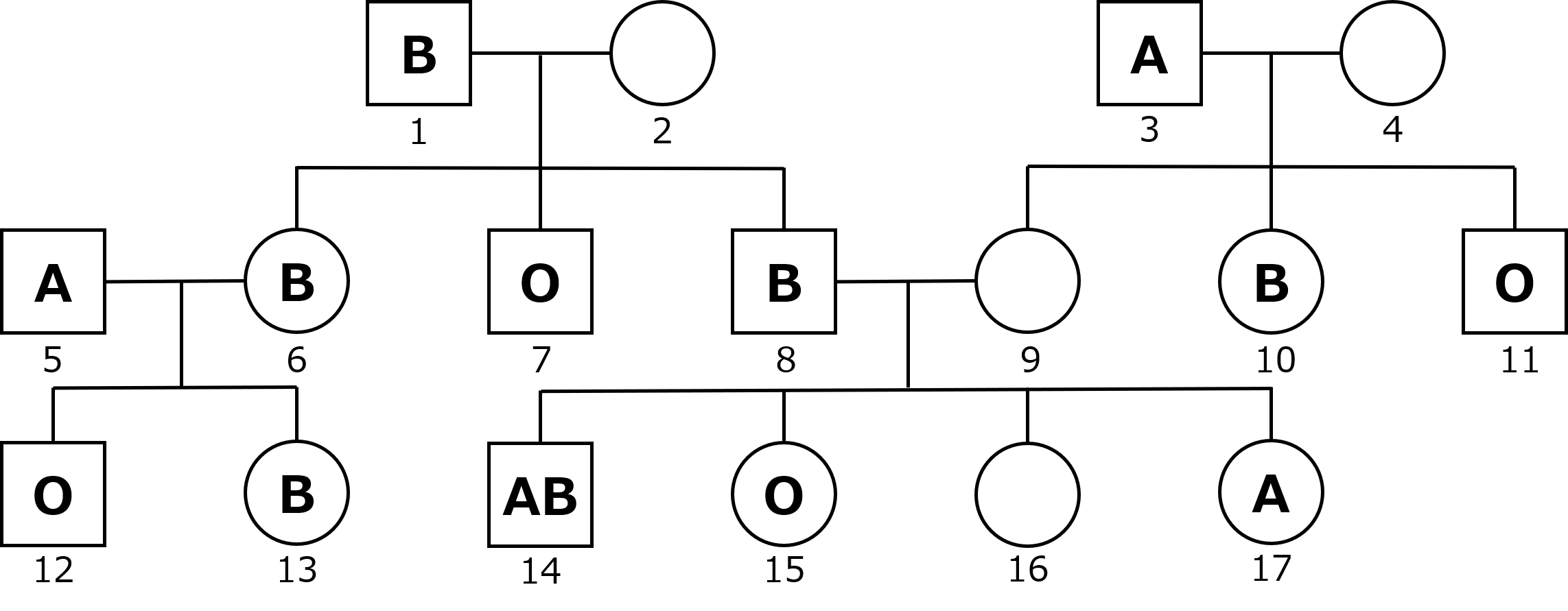 ABO式血液型の遺伝問題（家系図）